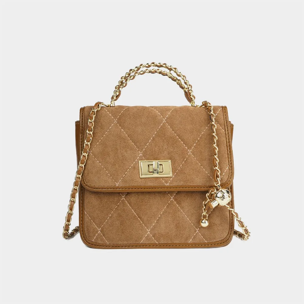 

Suede Fabric Shoulder Bag Women Vintage Flap Bags Solid Color Small Handbag Fashion Chain Underarm Bag Female Crossbody Bags