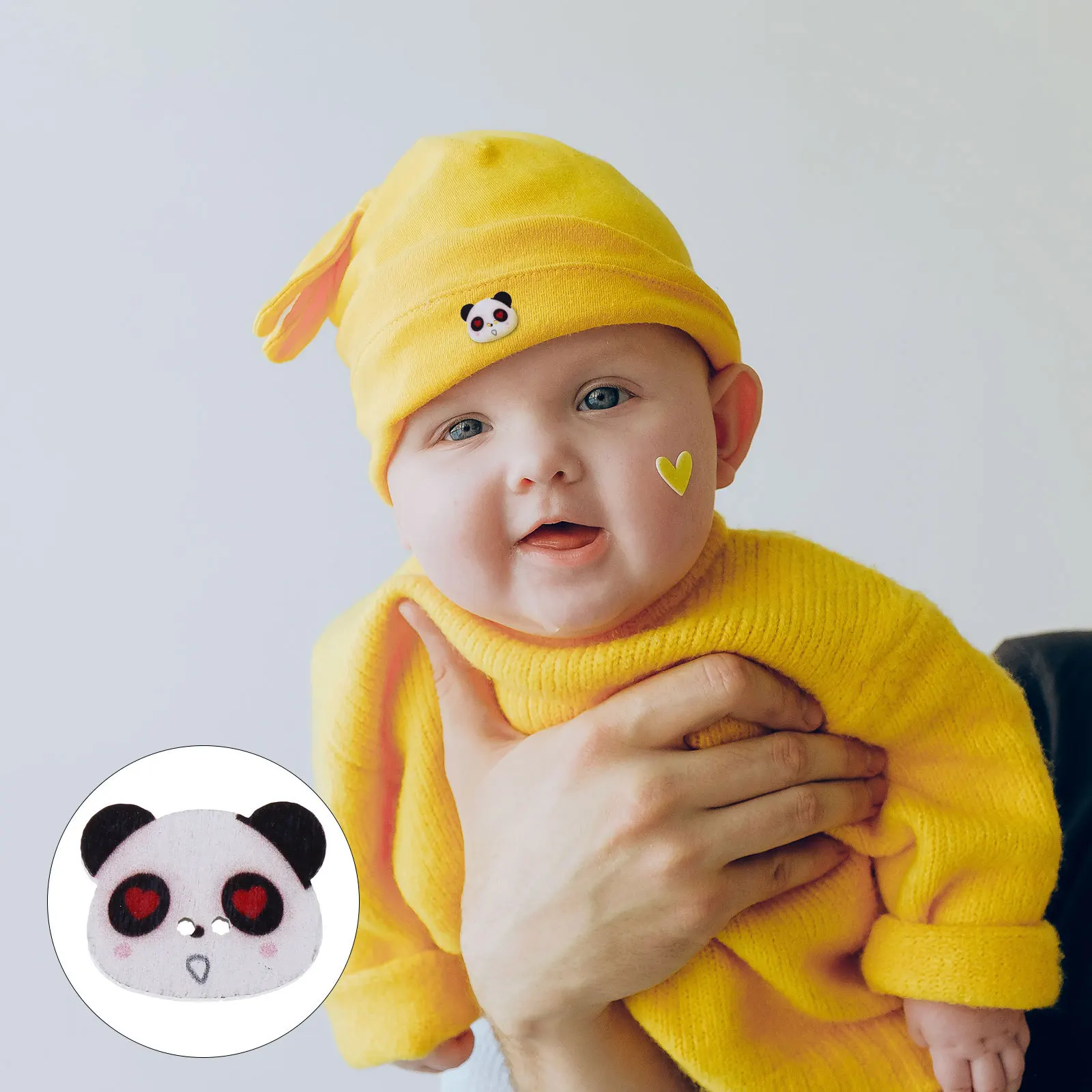 

100Pcs Panda Head Buttons Creative DIY Wood Sewing Fasteners Decorative Cartoon Buttons for Jackets Crafts Bags