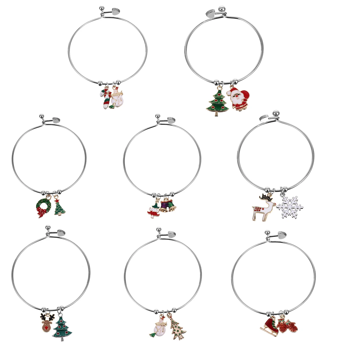 

8Pcs Alloy Durable Wrist Chains Classic Xmas Design Suitable Alloy Festival Bracelet Bracelet Gifts