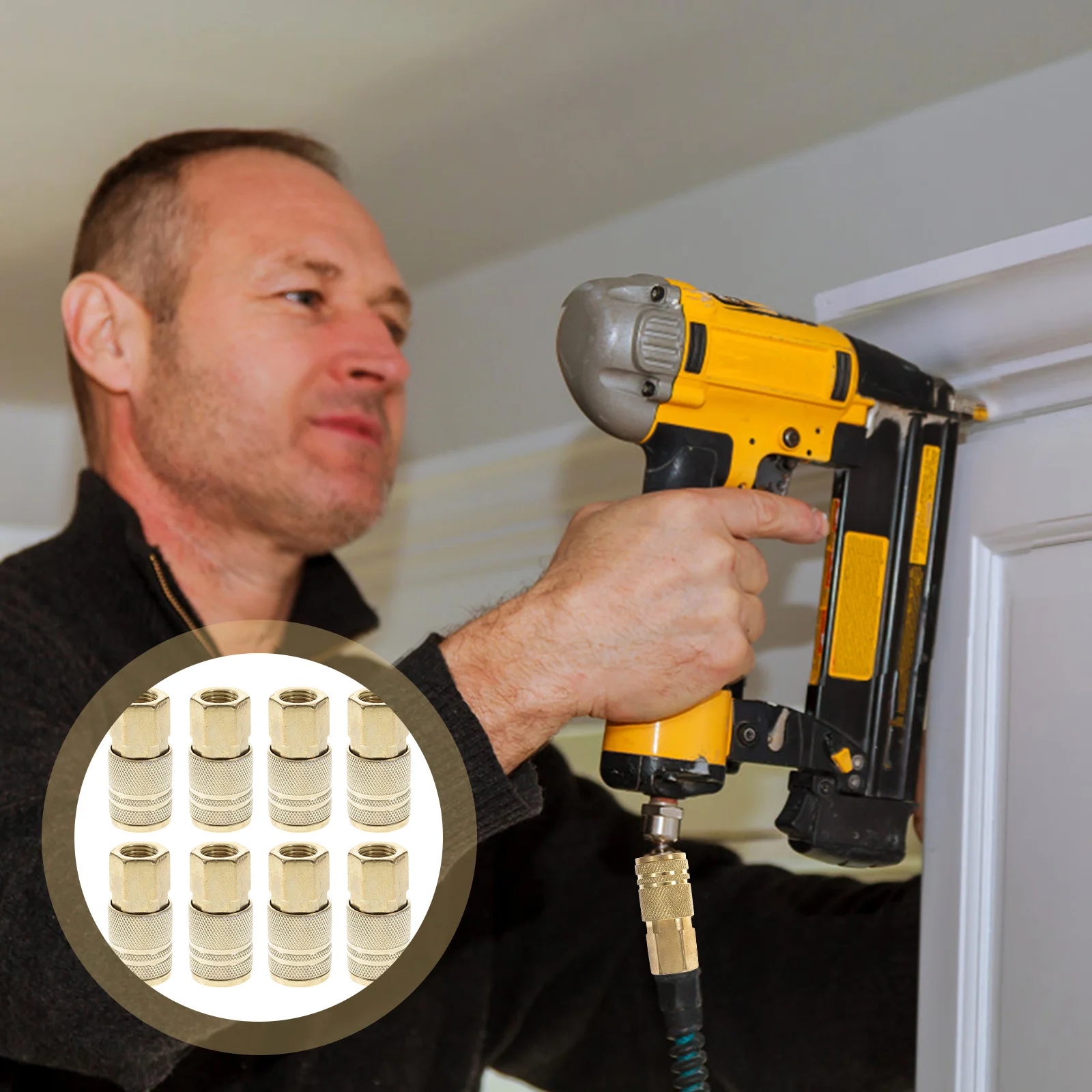 

10pcs Quick Connect Air Fitting High-Grade Iron For Air Compressor Hose Tool Supply Straight Coupling Crimp Cinch Barb Fitting