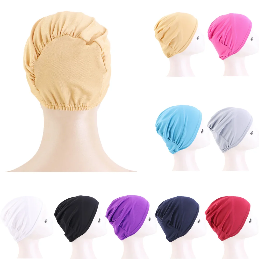 

Muslim Women Head Scarf Underscarf Stretch Hijab Cover Headwrap Underscarf Cap Shawl Solid Islam Scarf Inner Headband Bonnet