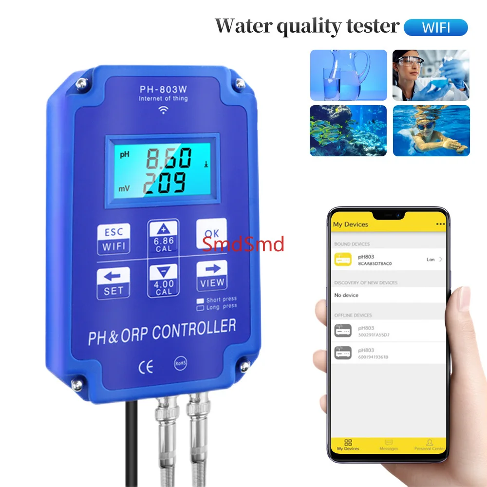 2 in 1 PH Meter ORP Tester Blue Tooth Wifi Digital Water Quality Monitor for Pools Drinking Laboratory Aquarium Hydroponics