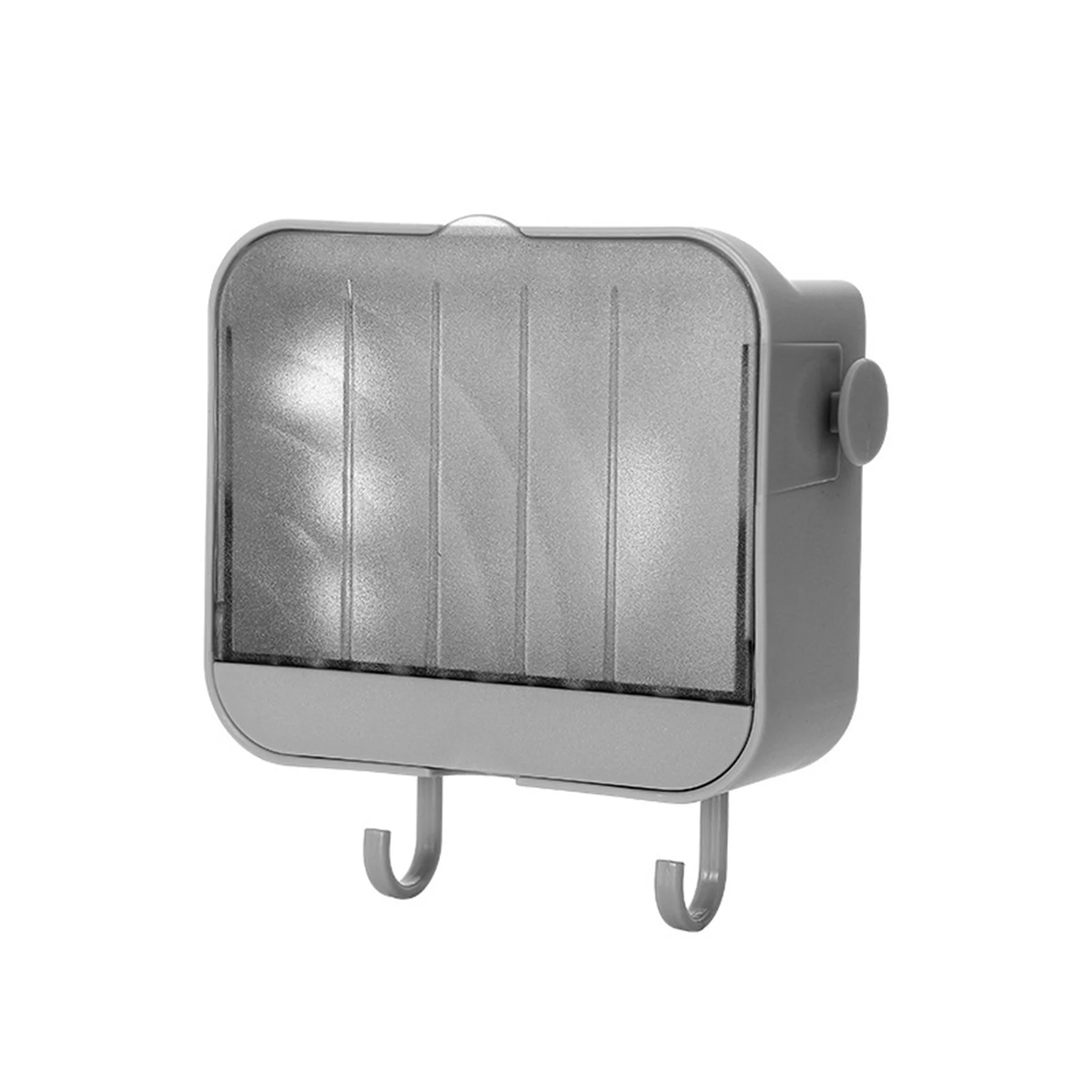 

Punch Free Drain Rack Wall Climb Soap Box With Lid And 2 Heavy Duty Hooks Container For Kitchen Bathroom