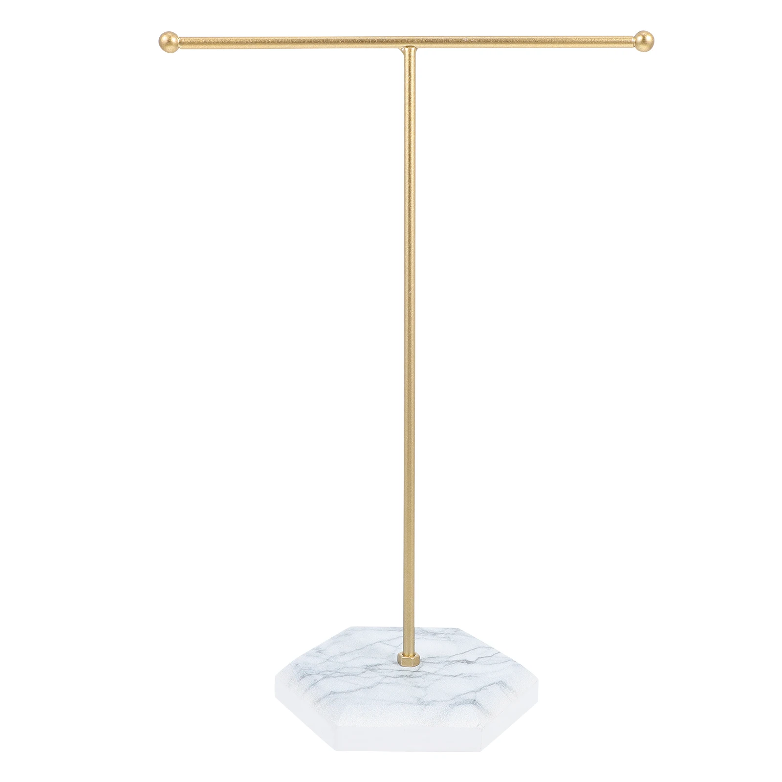 

Sturdy Iron Display Stand Jewelry Holder Marble Base Dust-Proof Space-Saving Durable for Bathroom Bedroom Store Decoration