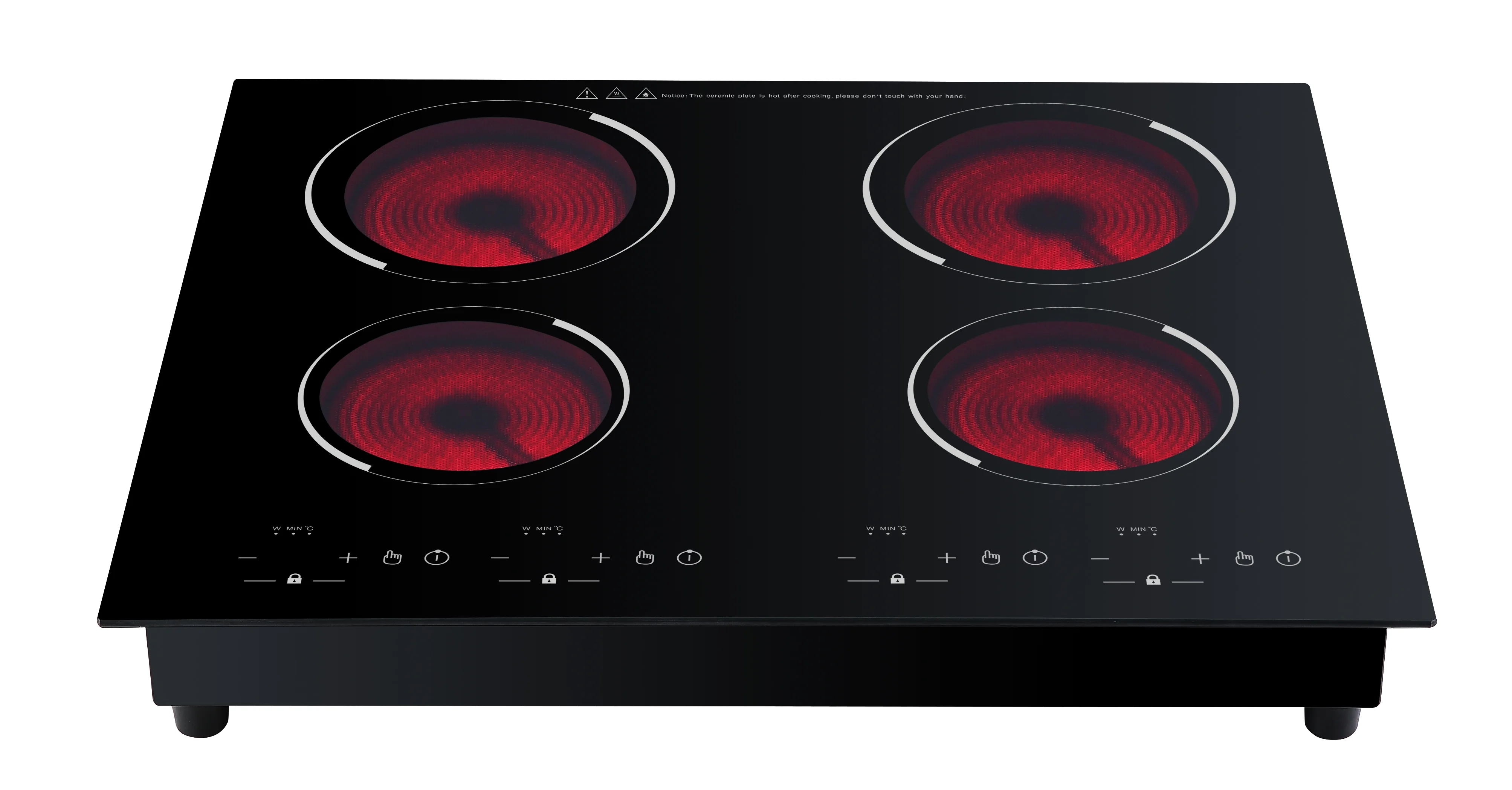 Built-in Electric Radiant Ceramic Cooktop 4 Burners Stainless Steel Stove with Sensor Touch Control for Outdoor Car & RV Use
