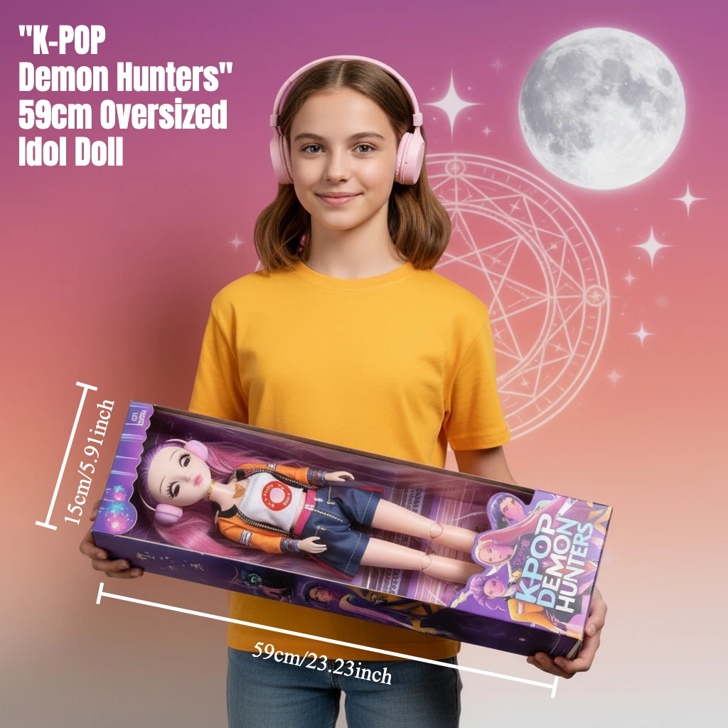 

60cm Large Musical Plastic Kpop Dolls | Posable Moving Eyes Rumi Mira Zoey Princess DIY Birthday Gifts