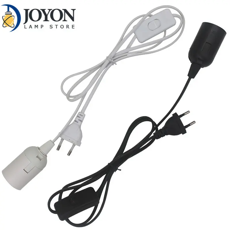 EU Plug Power Cord Cables E27 Lamp Base Holder with Switch Wire for Pendant Led Bulbs Fixture Hanglamp Suspension Socket