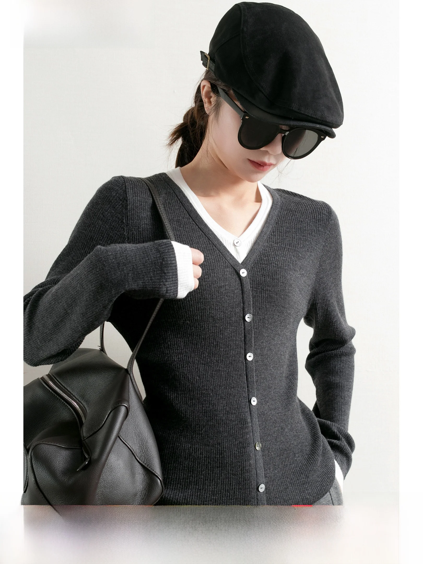 

Женский вязаный свитер TidePA German Yangzhi из шерсти, повседневный, мягкий, с длинными рукавами, V-образным вырезом, теплый, стандартный крой