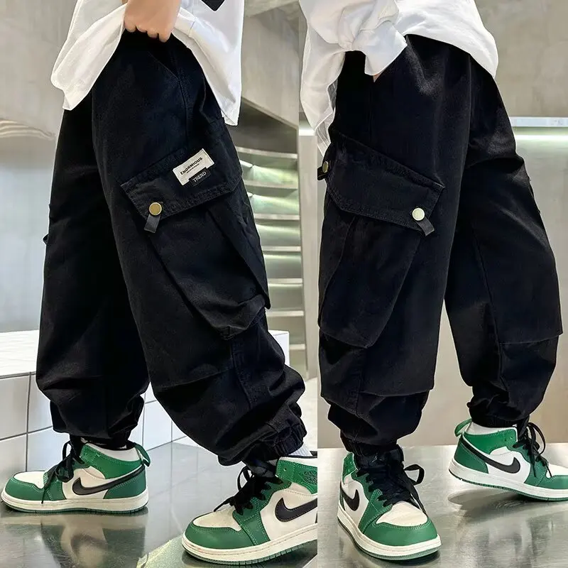 عالية الجودة الفتيان Sweatpants الخريف الاطفال سراويل تقليدية لصبي ملابس الأطفال الكورية 2025 الربيع فضفاض القطن الأحمر بنطلون