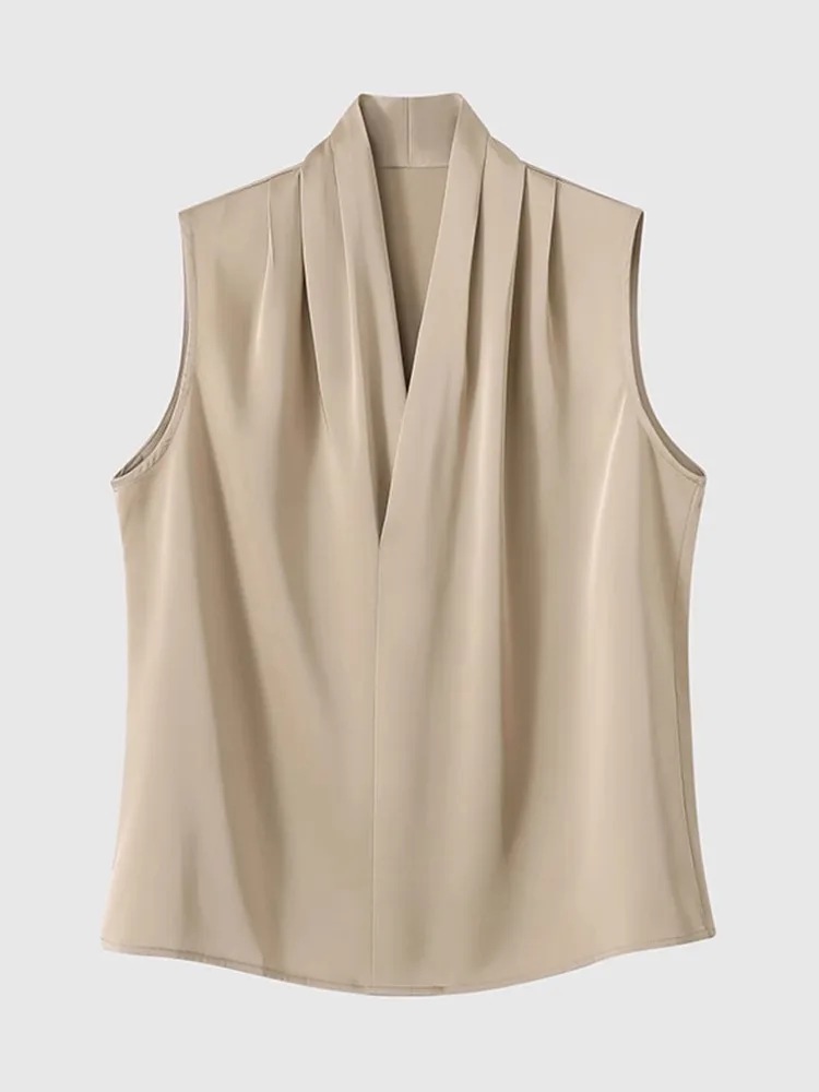 Ele V-Ne Svel Chiffon irt Dimagrante High-End Faion Summer Top Coreano Sle Taglio dritto Abbigliamento da pendolare