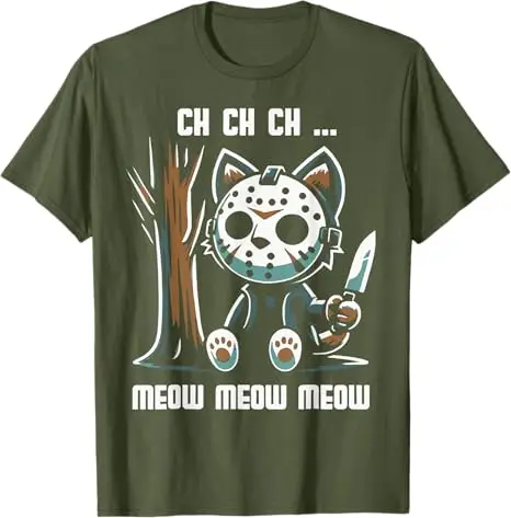 Ch Ch Ch Meow Meow Meow - Camiseta de terror de película de gato Disfraz de Halloween Regalo novedoso Lindo gatito Y2k Diseño Gatito Traje gráfico
