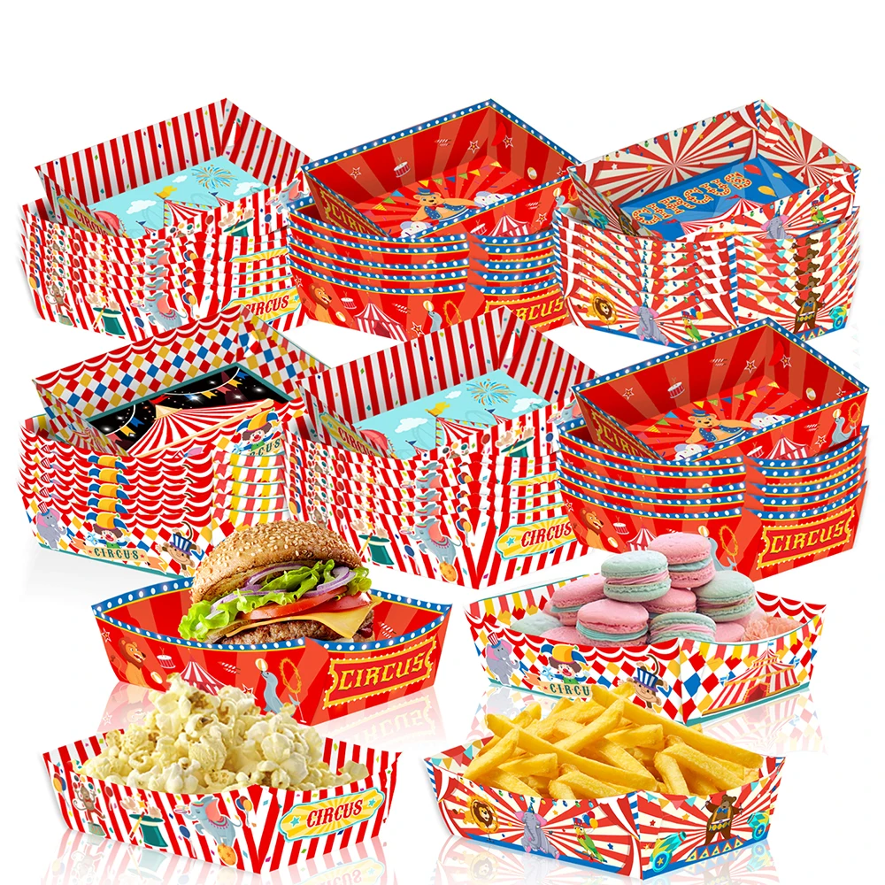 10/20/30 stücke Karneval Lebensmittel Tabletts Karneval Party Decor Einweg Papier Lebensmittel Serviertabletts Hot Dog Boote für Zirkus Thema Geburtstag – Detail 1