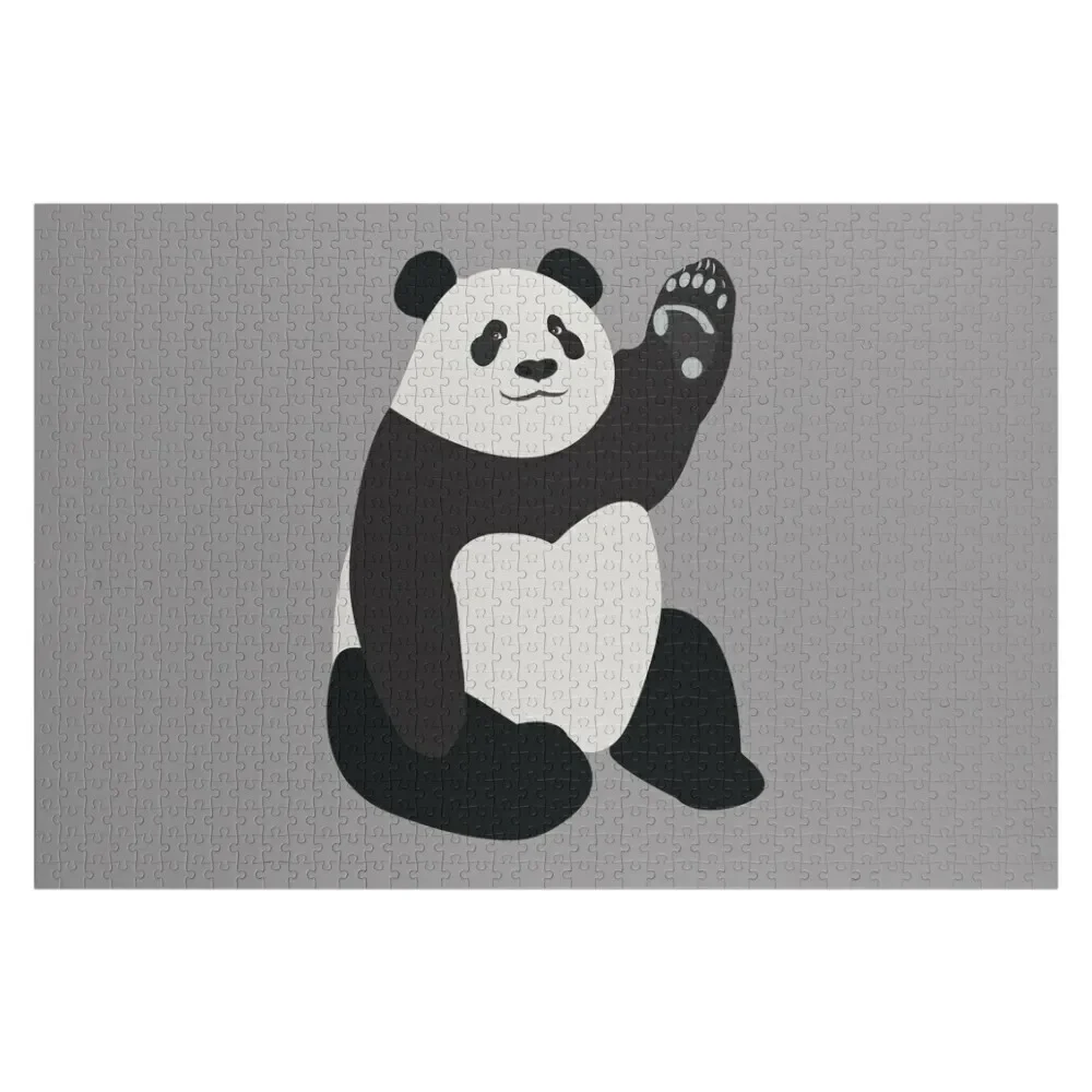

Waving Panda Jigsaw Puzzle Customizable Child Gift Baby Wooden Puzzle