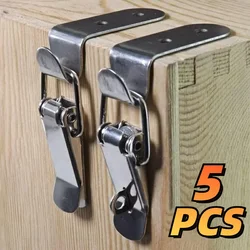 1/5PCS 90 Degrees Duck-mouth Buckle Hook Stainless Steel Buckle Padlock Wooden Box Cabinet Door Lock Buckle Luggage Latch Clip