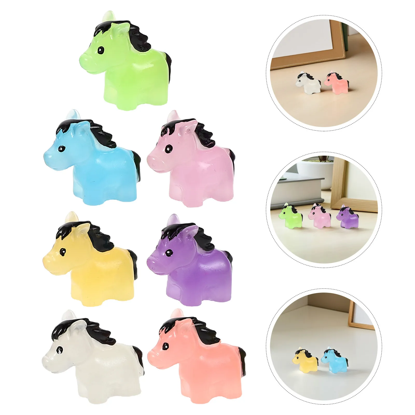 28Pcs Night Glow Mini Resin Horses Chinese Horse Statue 2026 Year of Horse Feng Shui Decor Small Animal Sculpture Shelf Desk