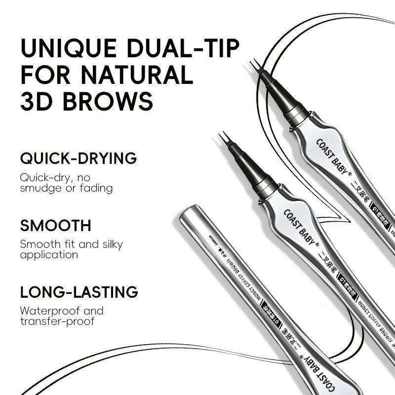 All Day Wear 2 Forks Liquid Brow Pen Waterproof Natural Long Lasting Smudge Proof Eyebrow Pen.