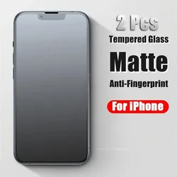 2PCS Anti Fingerprint Matte Screen Protector For IPhone 16 11 12 13 14 15 Pro Max Mini XS XR X 8 7 Plus Tempered Glass Film