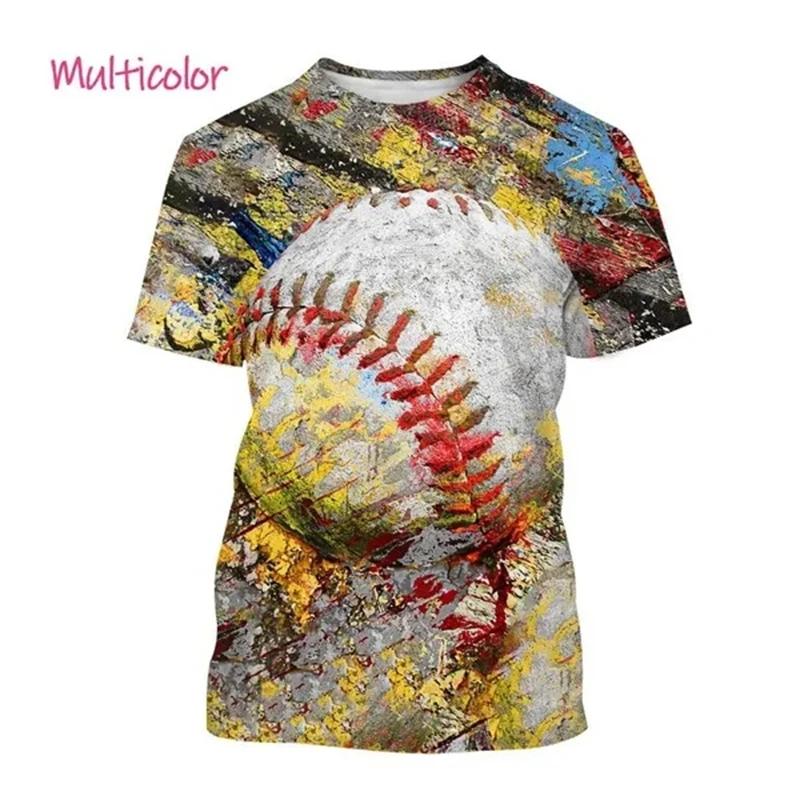 Hot Sale Baseball Pattern Printing Personality 3D T-shirt Sports Softball Unisex Harajuku Quick-drying Short-sleeved T Shirt Top