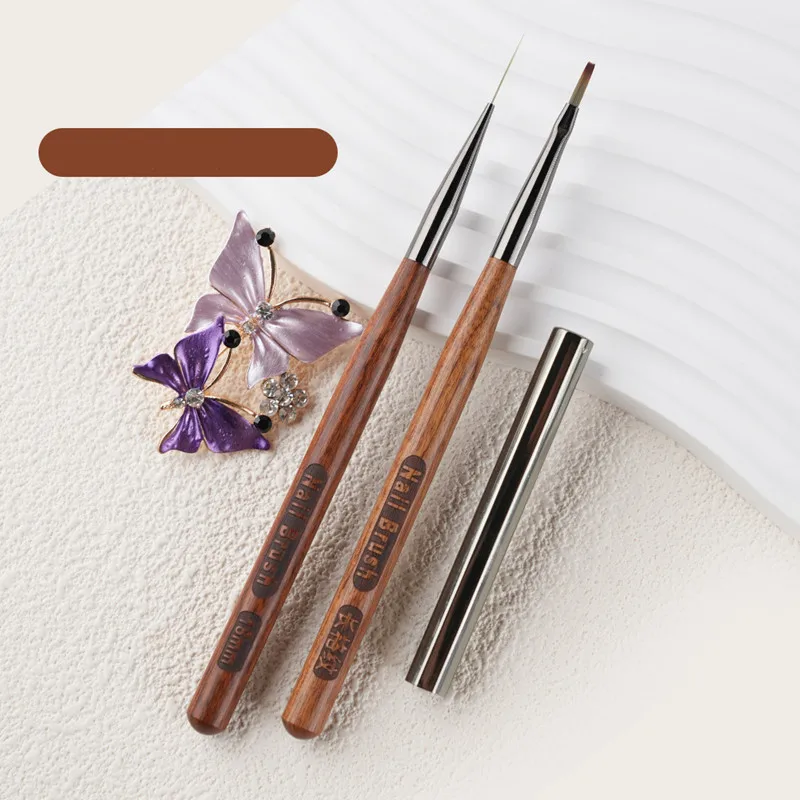 1/2PCS 샌달우드 핸들 브러쉬 아트 라이너 매니큐어 페인팅 브러쉬 UV 젤 익스텐션 빌더 드로잉 펜