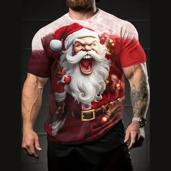 2025 Santa Claus 3d Print Men's T-Shirt Fashion Christmas T-Shirt Men Casual Short Sleeve Tops Oversized Tees Hip Hop Streetwear