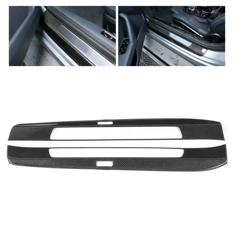 

2 шт., защитная наклейка на порог из углеродного волокна против царапин, подходит для Porsche 911 2019-2020, автоаксессуары