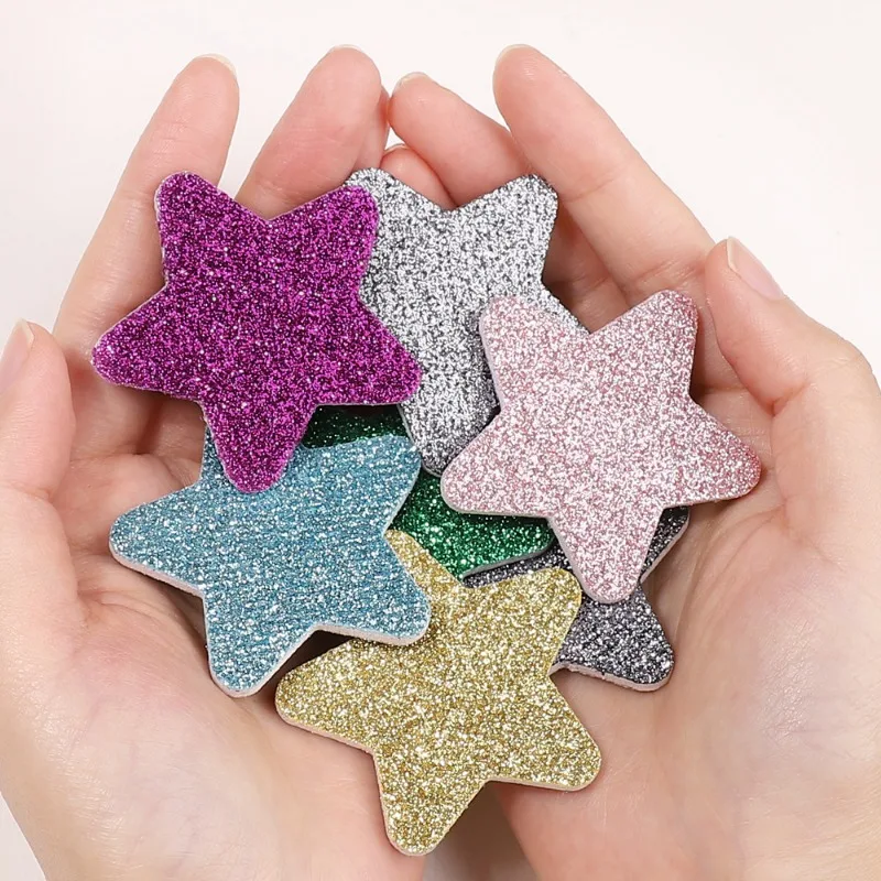 50pc Glitter Nail File Buffer Sponge for Home Salon Use Pedicure Press on Nail Polish Gifts for Customer Five-pointed Star Block