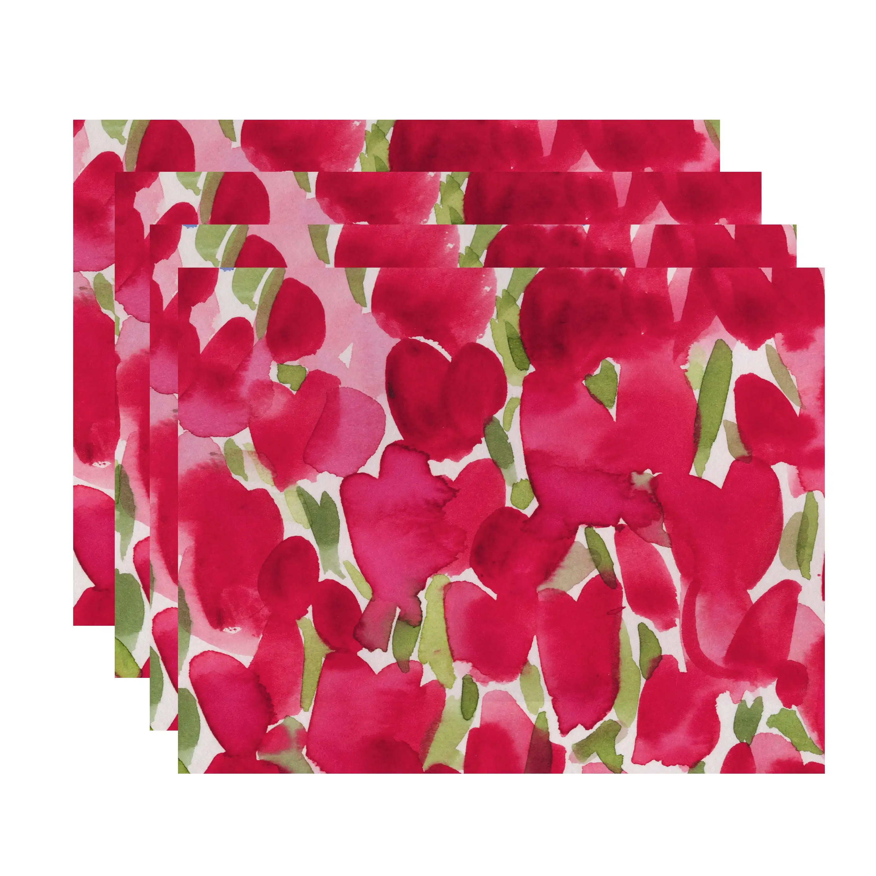 

S Tulip Blossom 18X14 Inch Pink Floral Print Placemat (Set of Four)
