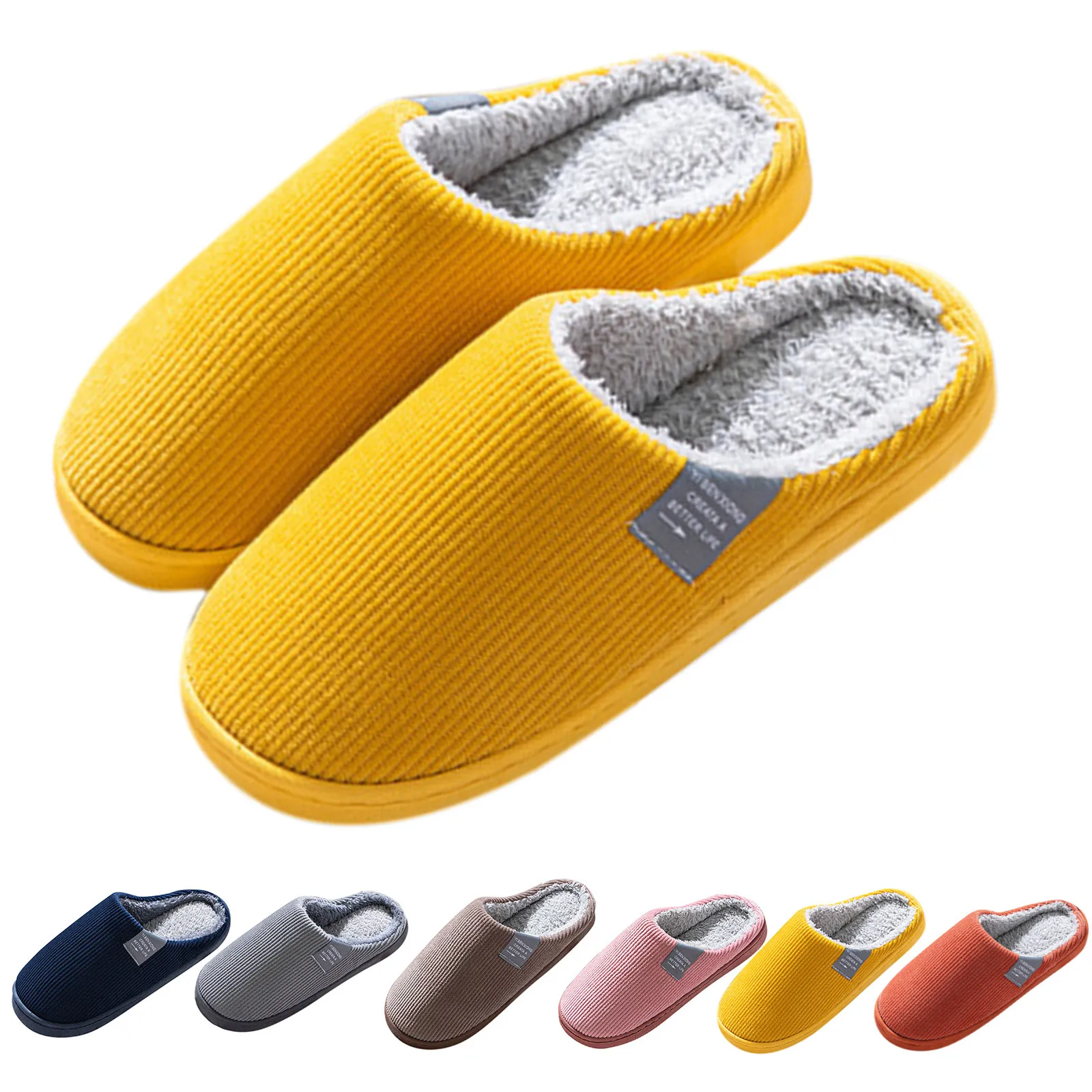 Women\'s Men\'s Thick Soft Bottom Home Slippers Household Plush Slippers Anti-slip Thermal Slippers Indoor Autumn Winter Warm Shoe