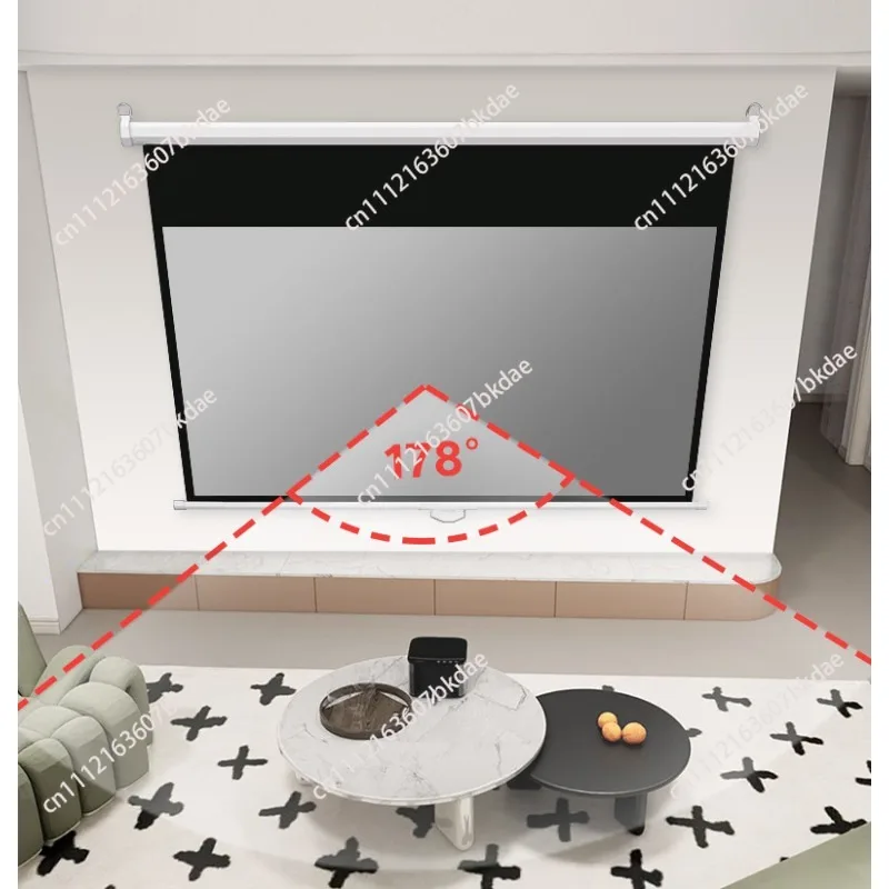 Hand-pulled self-locking curtain projection household manual lifting curtain type projection screen wall projector
