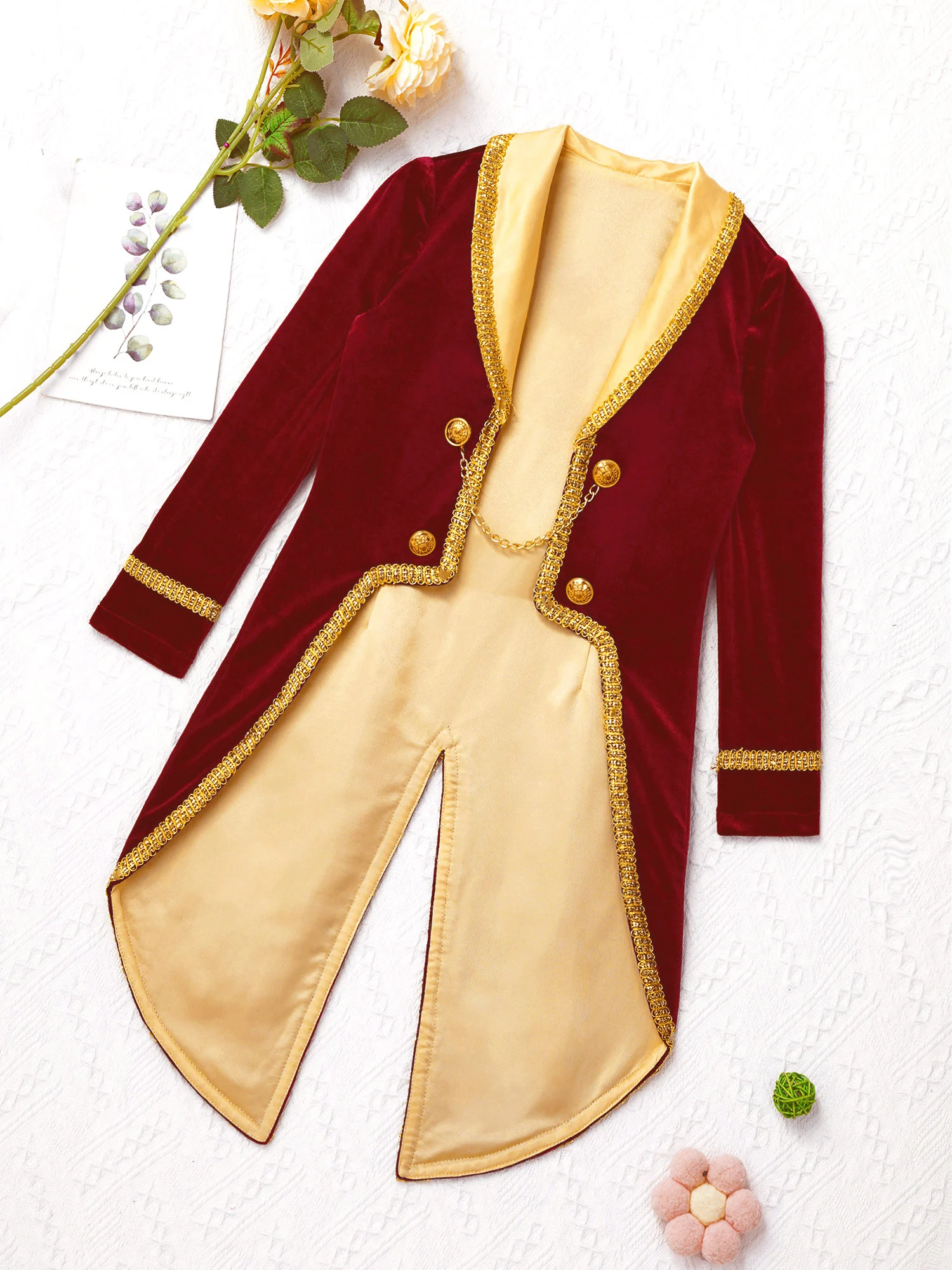 Manteau de smoking Vintage à manches longues pour enfants, Costume de Prince Cosplay pour garçons, vêtements de fête d'halloween et de noël, de cour royale, de cirque