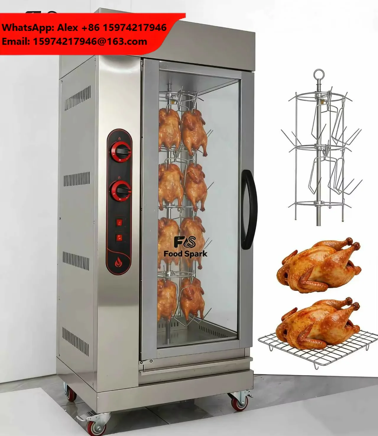 Single Door Gas/Electric Rotary Pig Duck Chicken Fish Roaster Meat Roasting Oven Smoker Grill Meat Sausage Smoker Machine