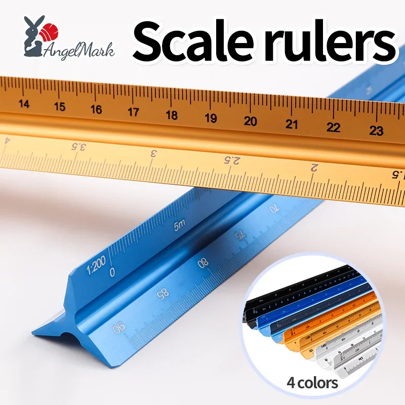 

Space Ball 30cm Metal Triangular Scale Ruler Straight Ruler Metric Architect Engineer Accurate Drafting Measure Tool