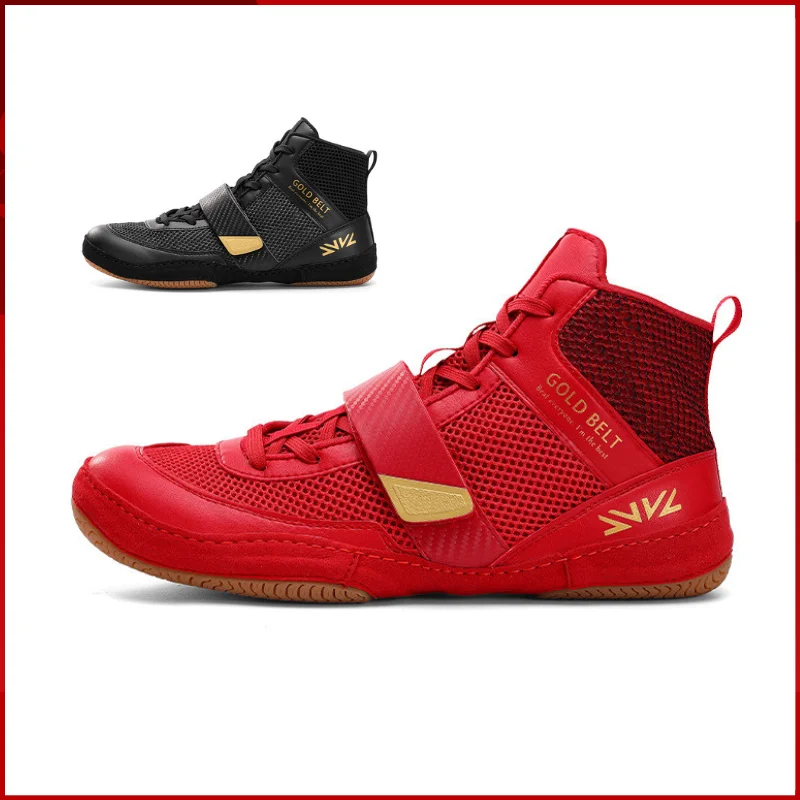2026 Mid Cut Professional Wrestling Boots Men's Lightweight Fighting Boxing Shoes Anti-Slippery Sneakers Mens Breathable Shoes