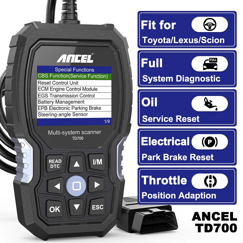 ANCEL TD700 OBD2 Scanner All System Car Diagnostic Tool ABS TPMS For Toyota Lexus/Scion Transmission Engine Car Diagnostic Tool