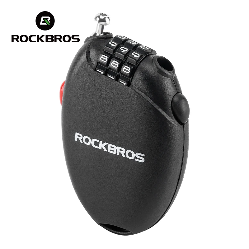 ROCKBROS Fahrradschloss, Diebstahlschutz, tragbar, leicht, 3-stelliges Passwort, Kabelschloss, Helmschloss, Kette, Rucksack, Fahrradzubehör