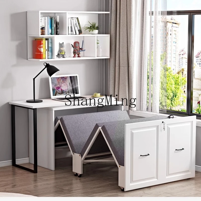 

LXY Balcony Multifunctional Study with Cabinet Retractable Invisible Single Bed Cabinet Integrated Folding Bed