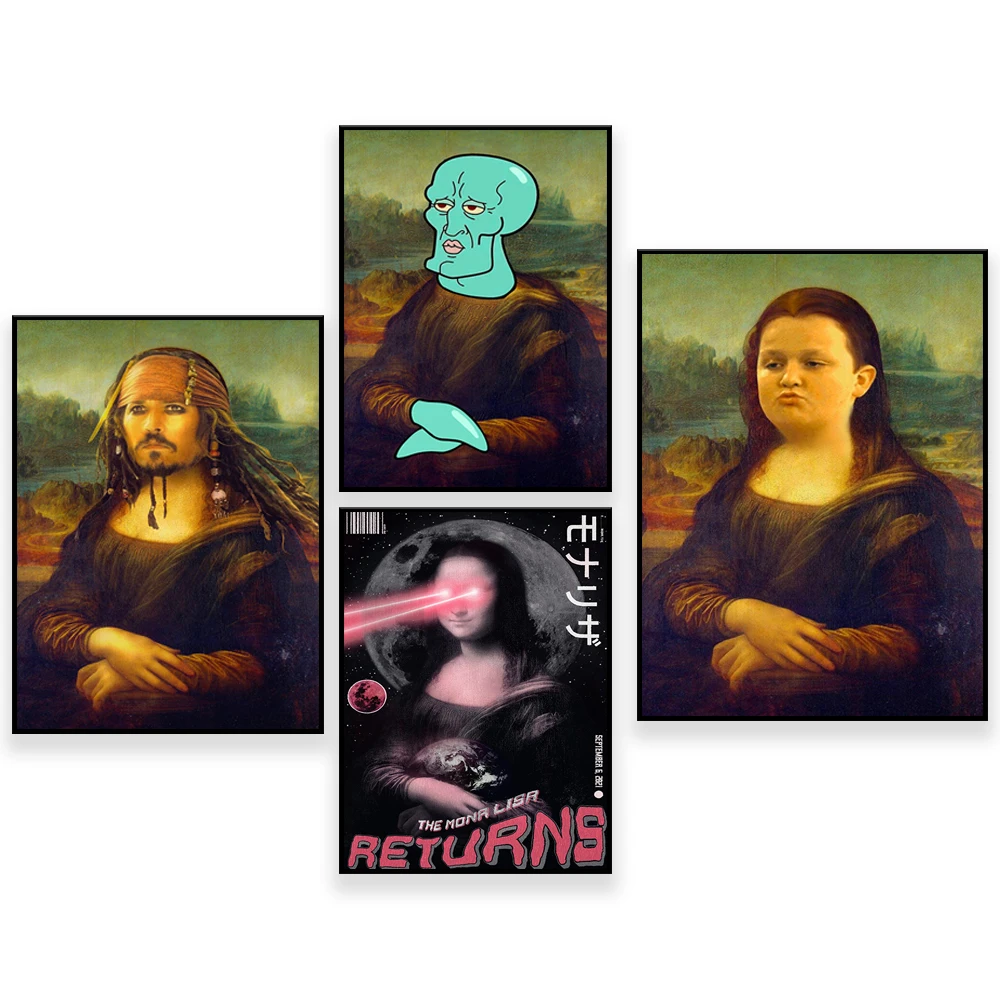 Lisa | iCarly Wall art, funny Mona Lisa poster for dorm room and man cave, teen birthday gift, fun room decorations,bedroom art