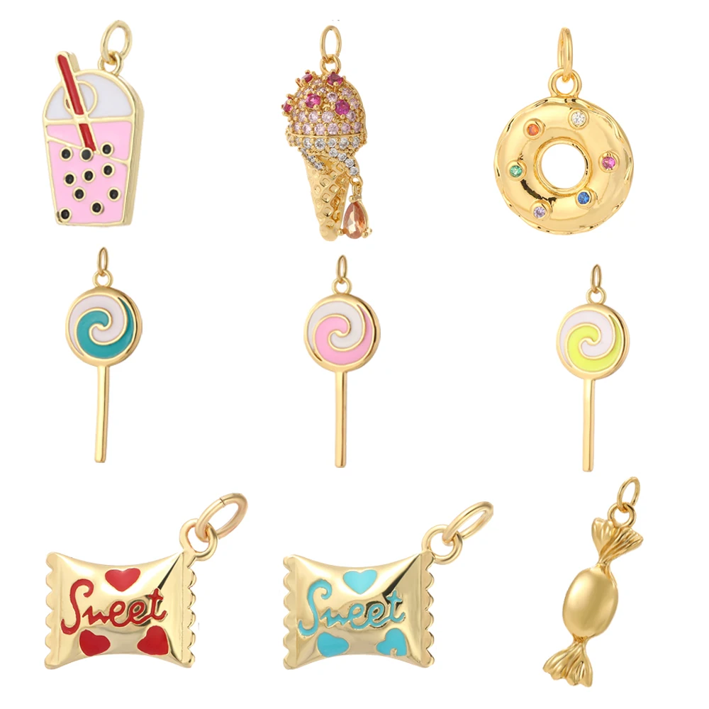 Cute candy lollipop charms for jewelry making Bohemian Diy earrings, bracelets, keychains and high-quality tea resin accessories