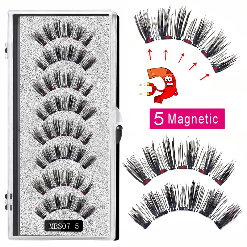 4 pairs 3D 5 Magnet Magnetic False Eyelashes Lasting Magnetic Eyelashes Natural Artificial Mink lashes Faux Cils Magnetique New