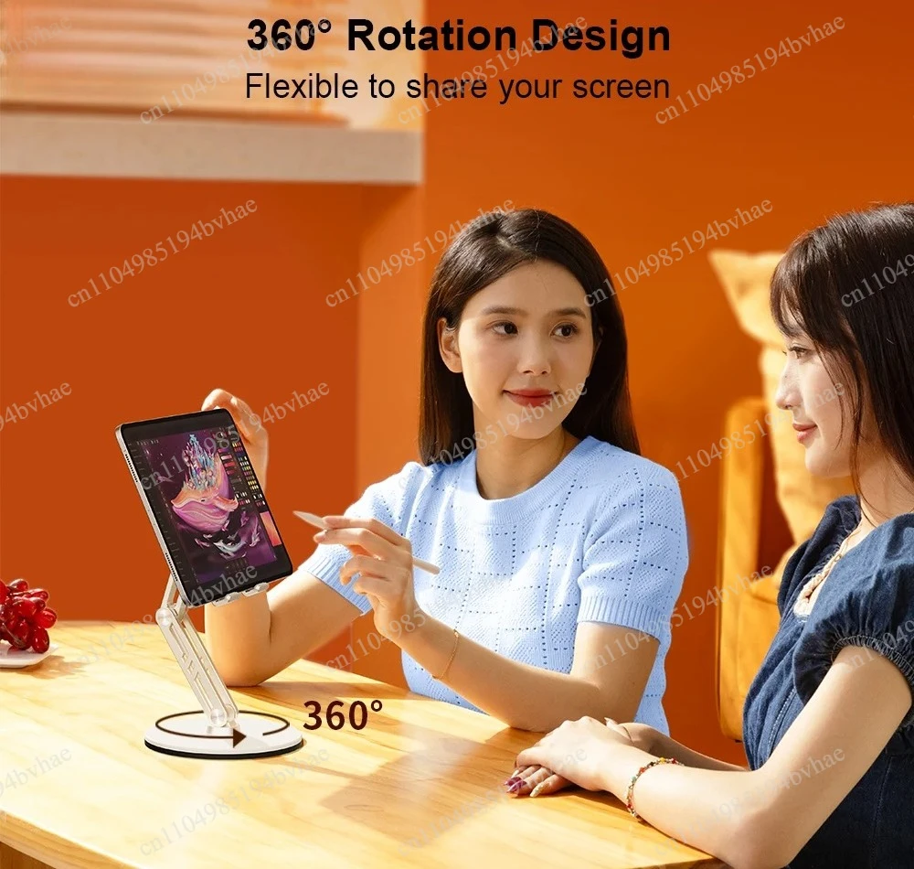 Flat alloy triple fold 360 degree rotating anti slip stable portable desktop stand