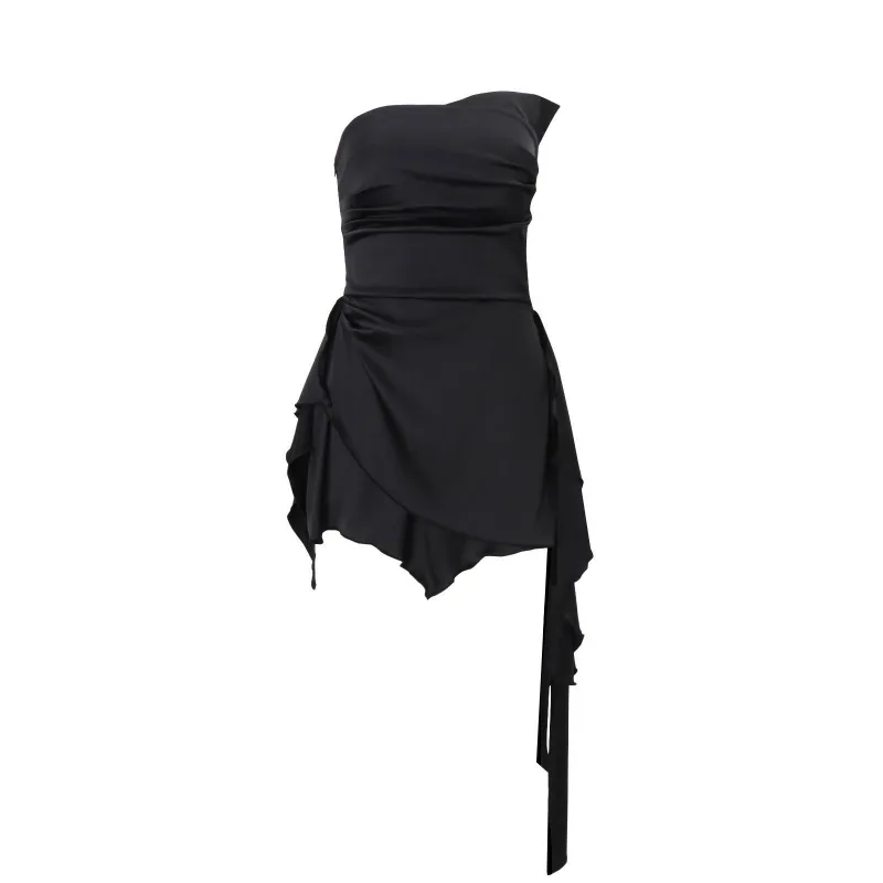 Female Pure Desire Temperament Socialite Style Waist Thin Dress Short Skirt 2026 New Sexy Hottie Pleated Tube Top Backless Dress