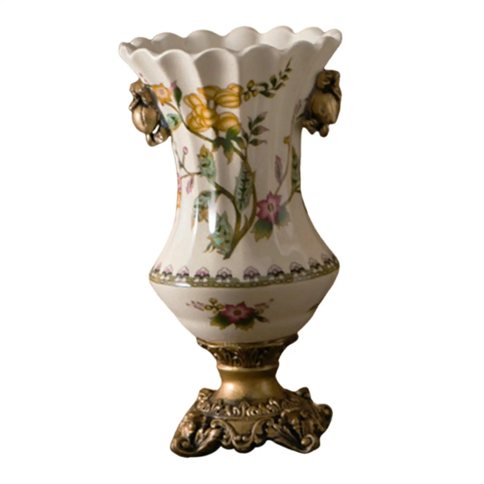 Ceramic Flower Vase Vintage Desktop Ornament for Bedroom Office Living Room