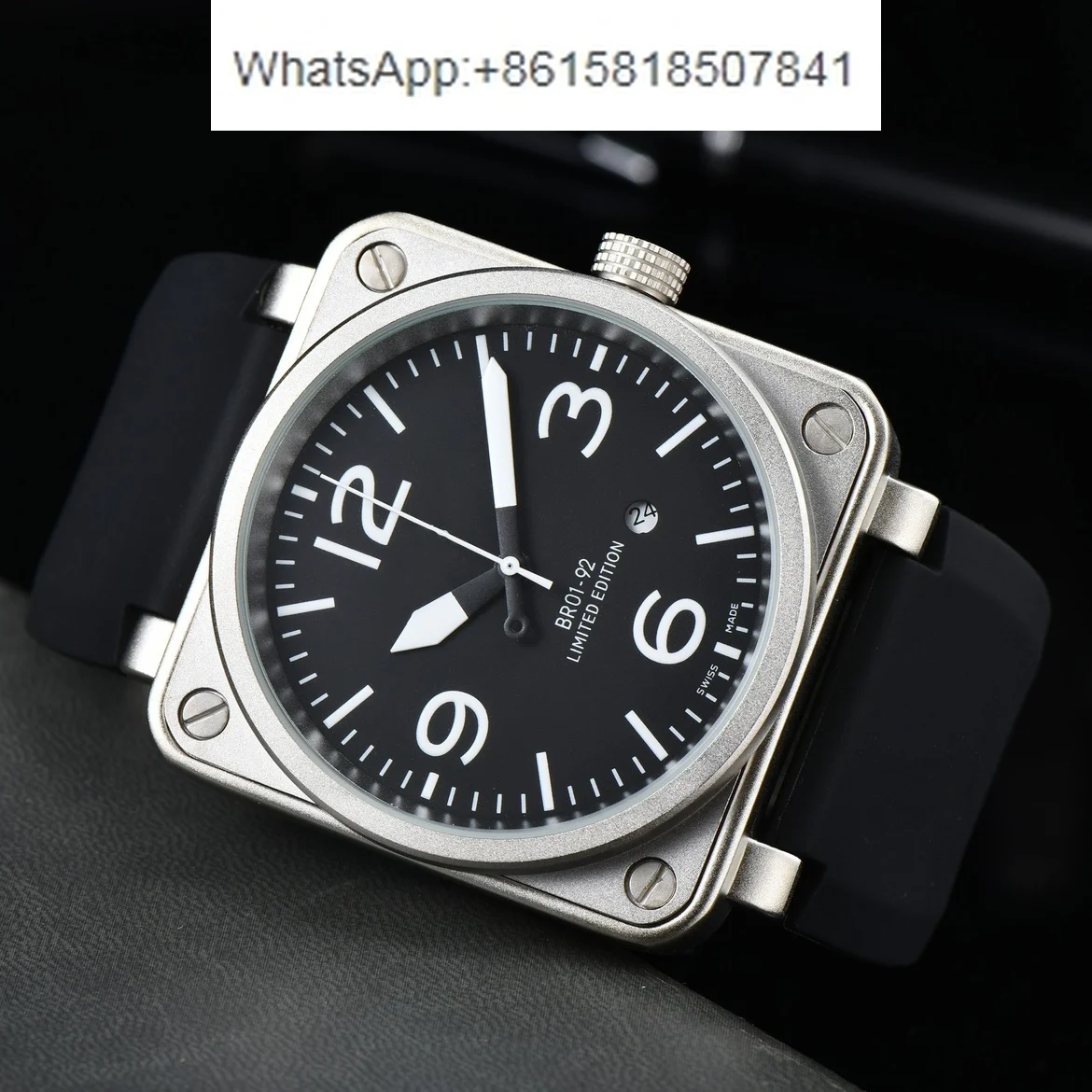 

For Hot Original Brand Men Automatic Mechanical Watch Bell Brown Leather Black Ross Rubber 45mm Large Dial Men for Watches