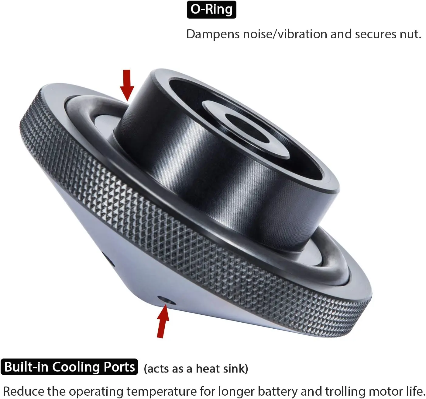 MX Eliminator Trolling Motor Prop Nut Aluminum Compatible with MinnKota 35-70 lb Models (GFEL-MKS-BK-DP)