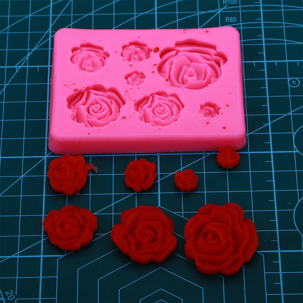 Roses Shaped fondant silicone rubber moulds for mastic confectionery accessories chocolate cake decoration tools FT-1023