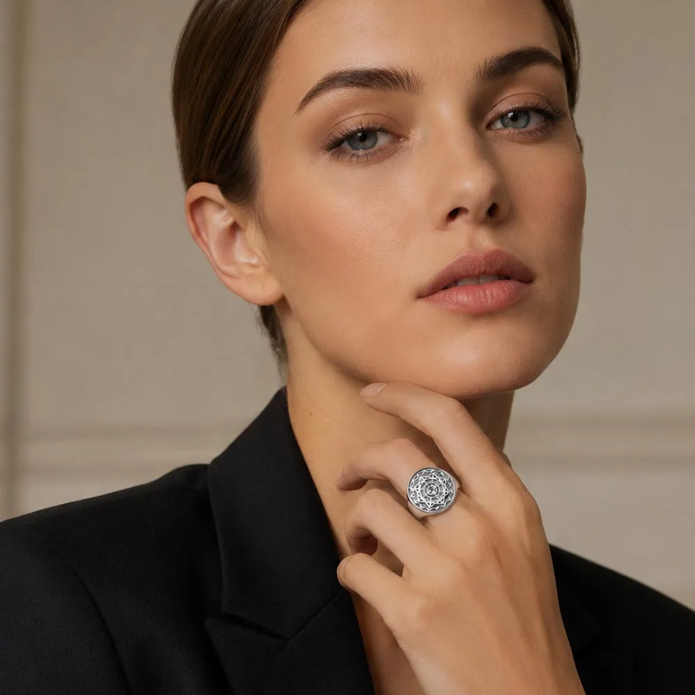 Ring Vintage-Kompass, nostalgischer feiner Schmuck für Damen und Herren, 2023, Frühling, brandneues Liebesgeschenk aus 925er Sterlingsilber – Detail 2