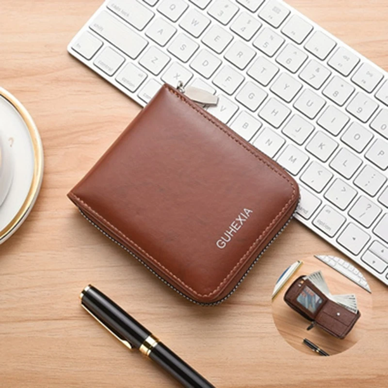 Simple and stylish men's card bag, coin purse, multiple card slots, ID bag, foldable for easy storage