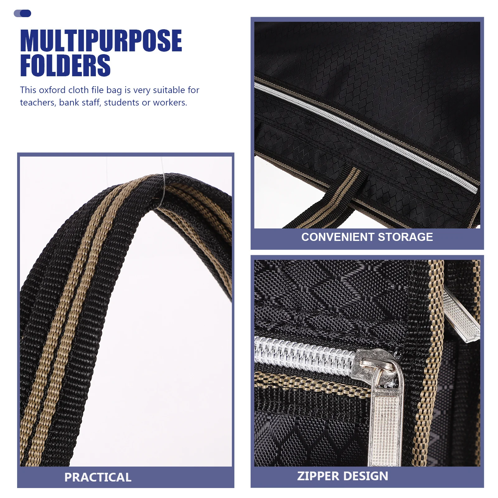 

Water-Resistant Oxford Cloth Document Bag Zipper Closure File Storage Pouch for Business Travel Teachers Students Secure File