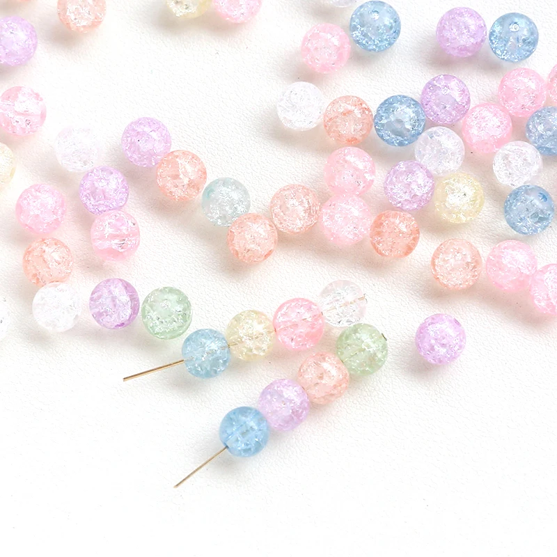 100 pieces  8mm makaron glass round beads, exploding crystal beads, DIY handmade jewelry, beaded hair accessories materials