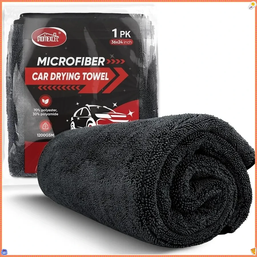 

Полотенце для сушки автомобиля (36 x 24 дюйма), супервпитывающая салфетка для чистки автомобиля 1200GSM, сушильное полотенце из микрофибры без разводов